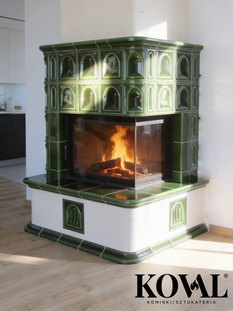 kominek-kaflowy-zielony-narozny-przeszklony-nowoczesny-salon
