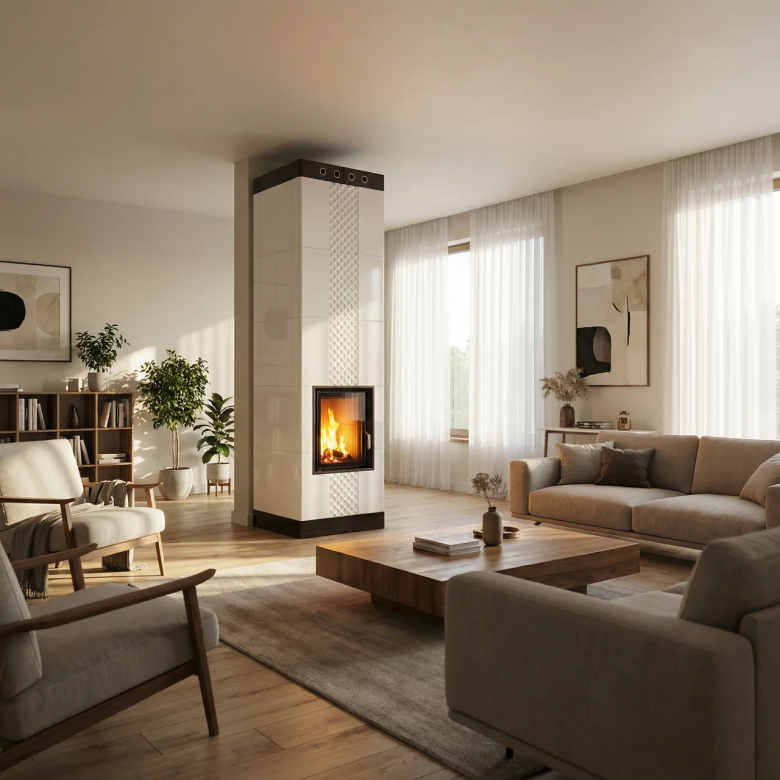 kominek-kaflowy-bialy-wolnostojacy-nowoczesny-wysoki-przeszklenia-salon